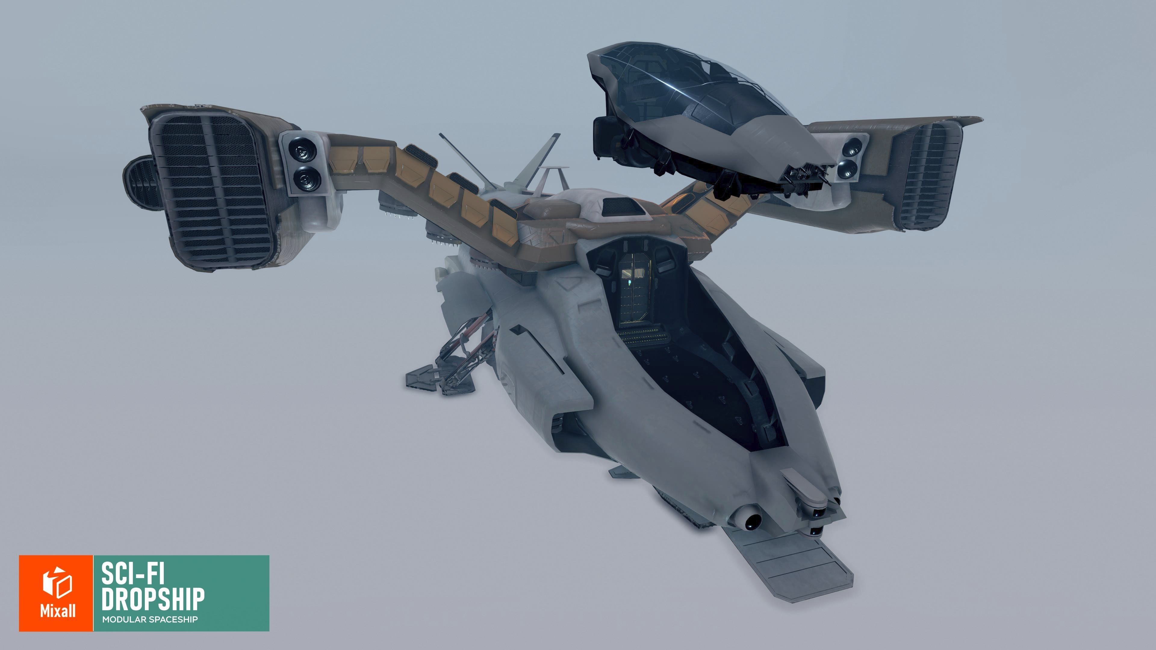 Sci-fi dropship - modular spaceship 3D model_12