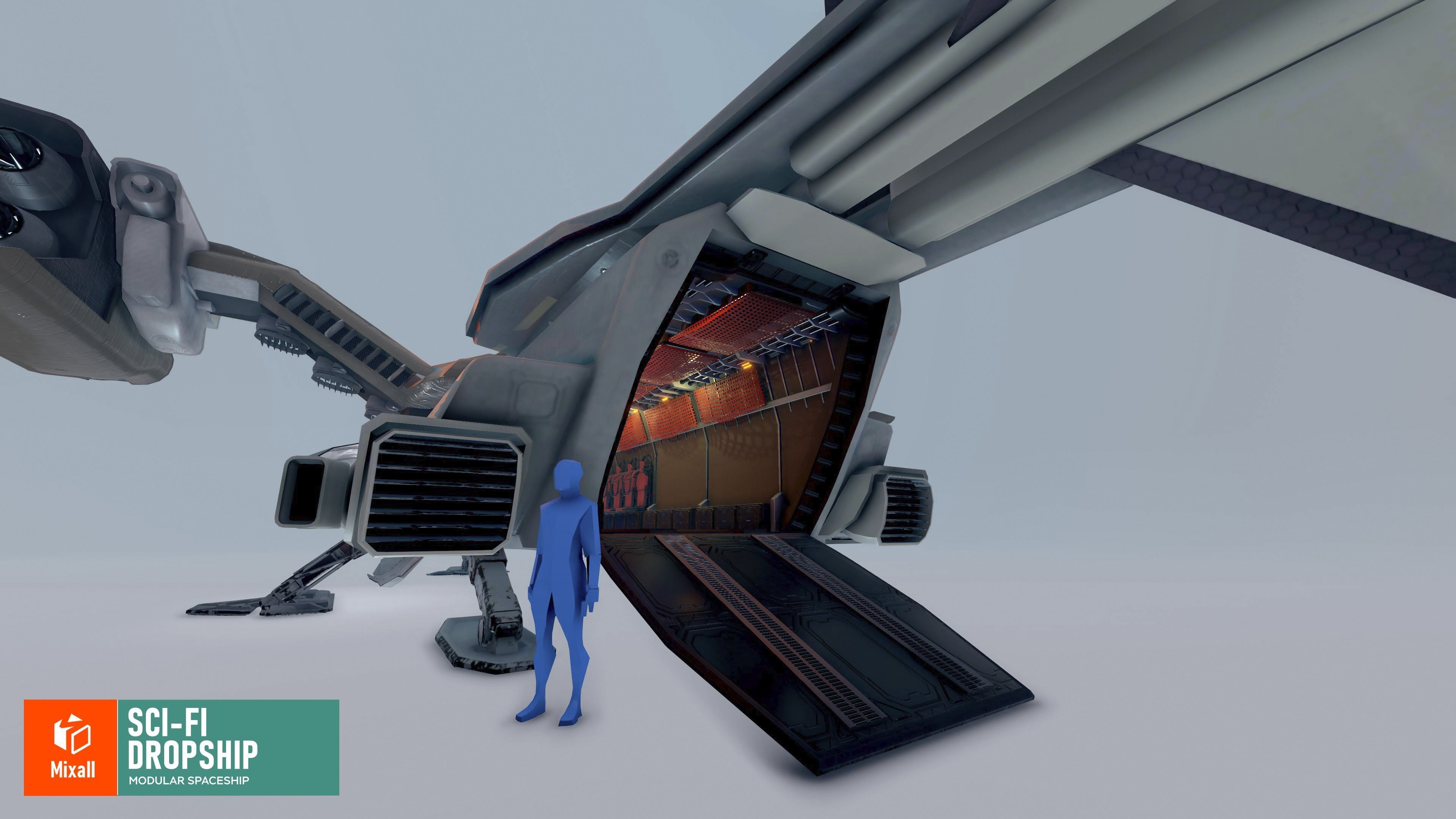 Sci-fi dropship - modular spaceship 3D model_11