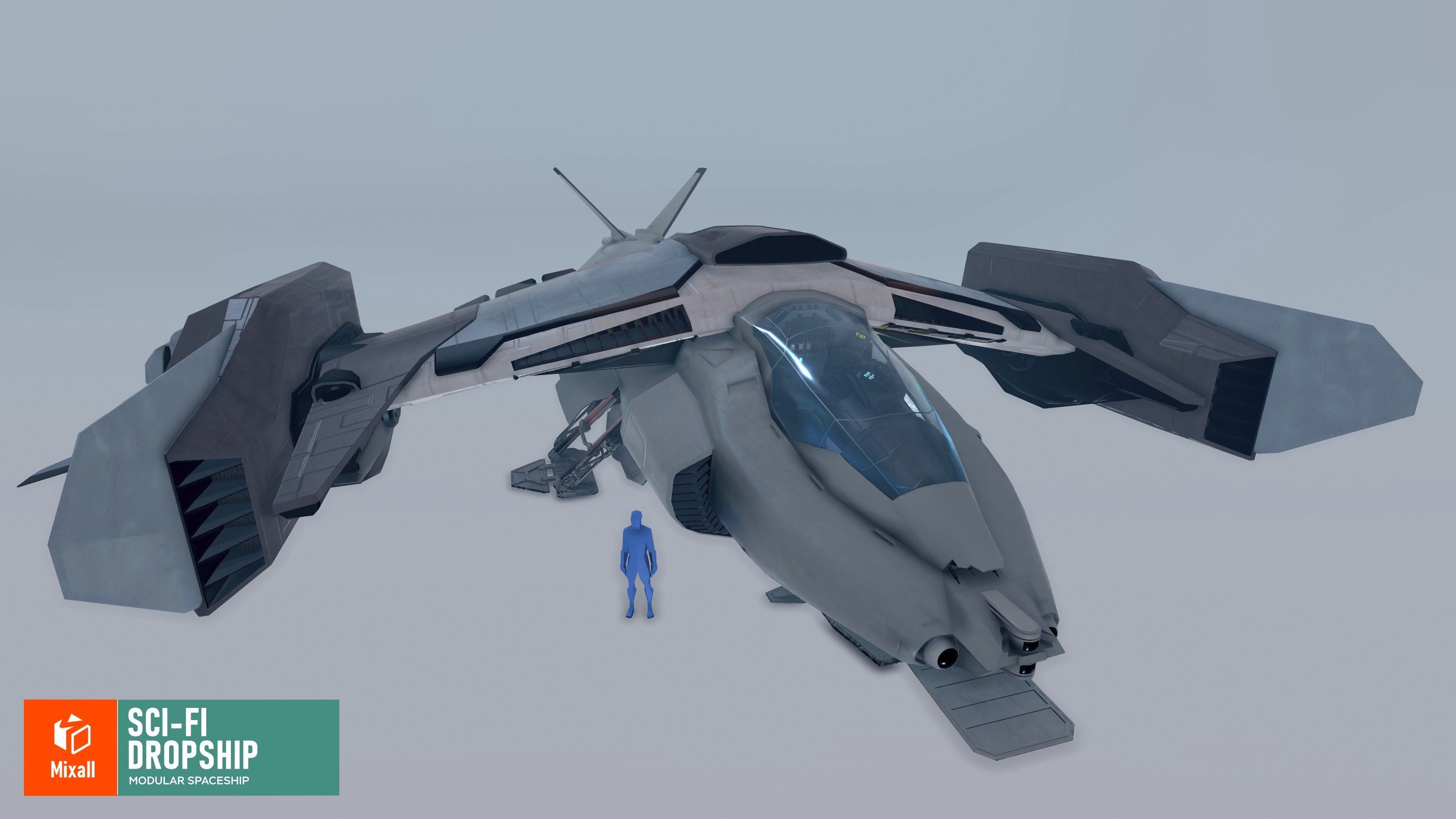 Sci-fi dropship - modular spaceship 3D model_13