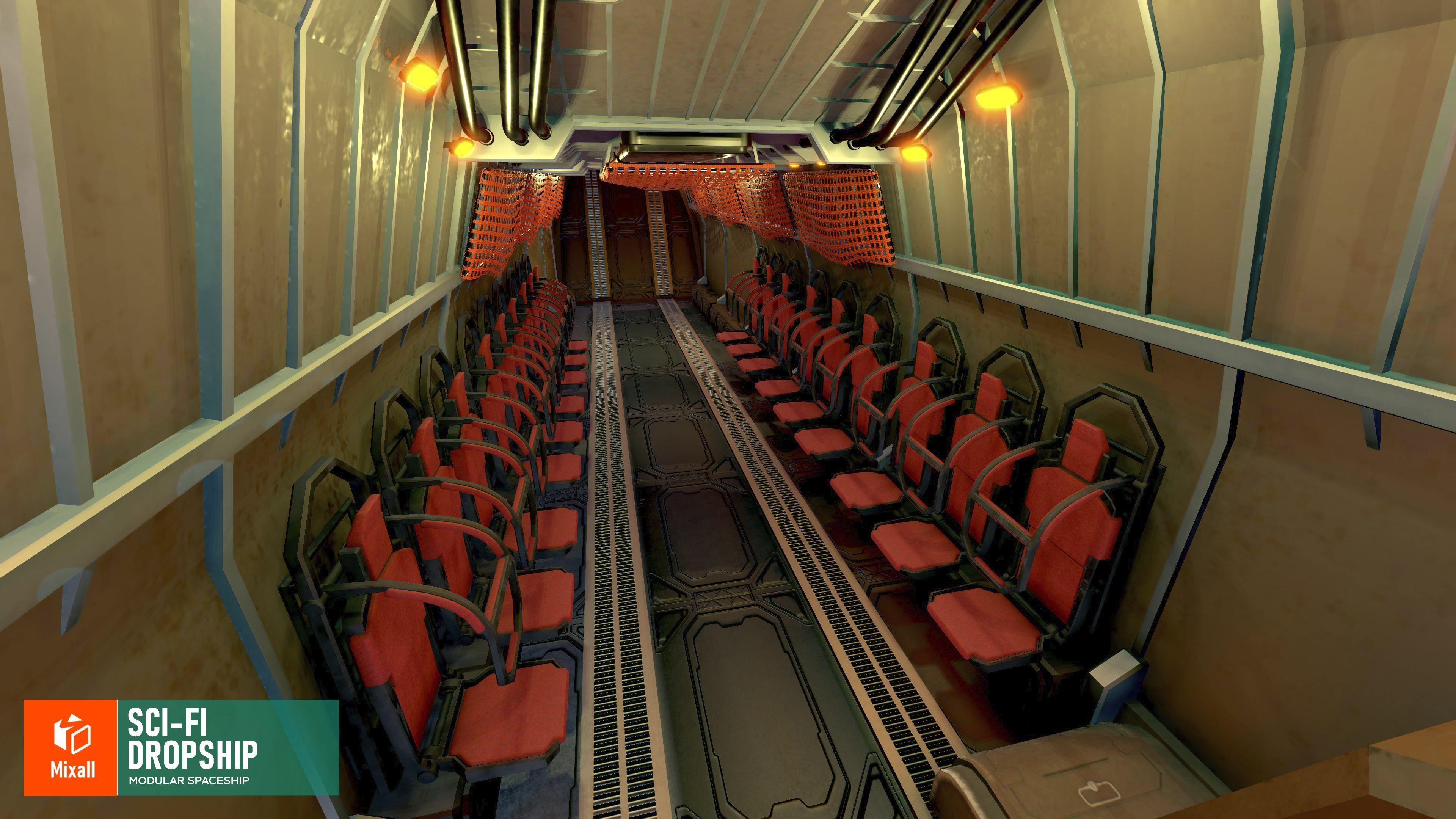 Sci-fi dropship - modular spaceship 3D model_9