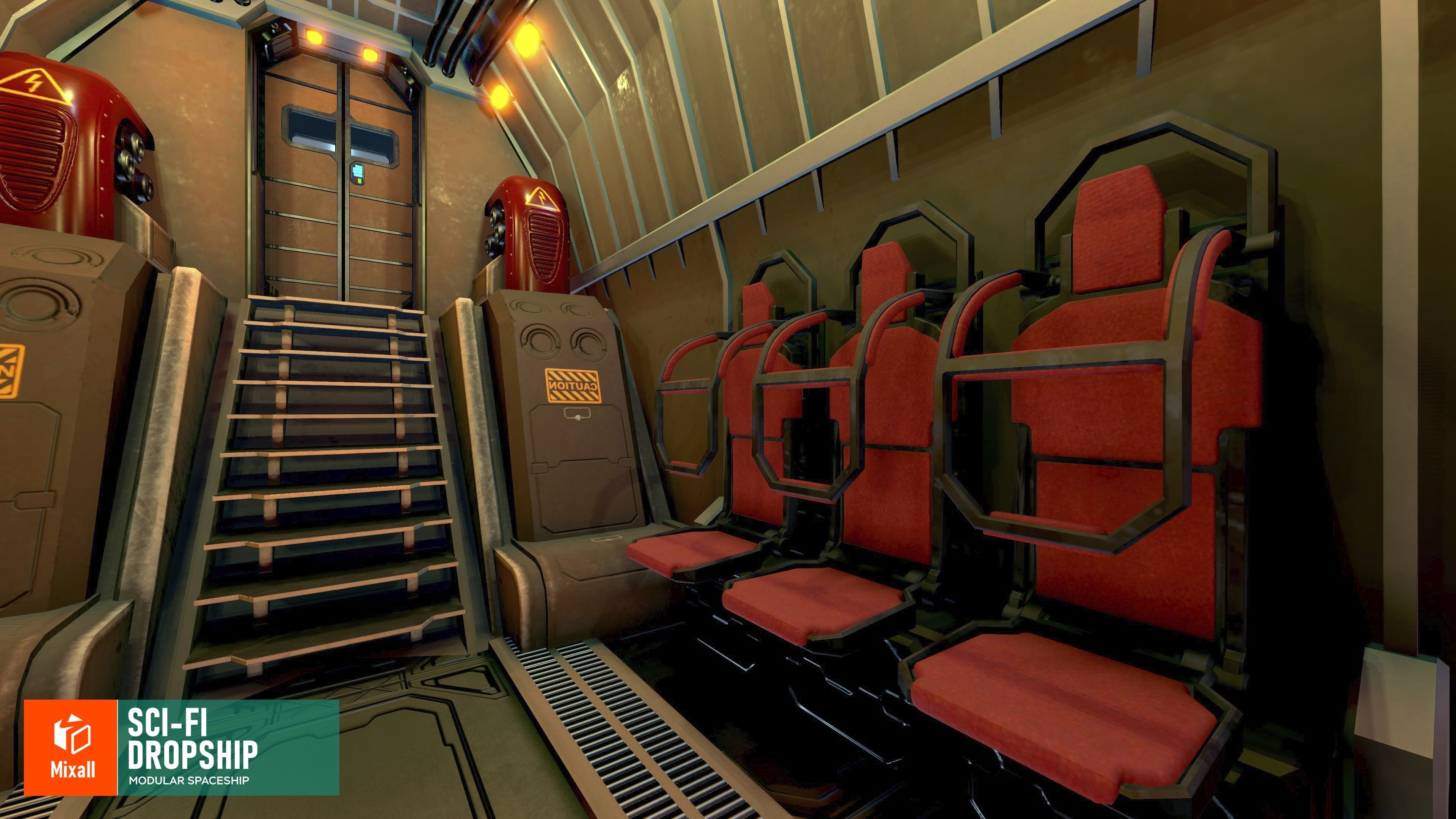 Sci-fi dropship - modular spaceship 3D model_10