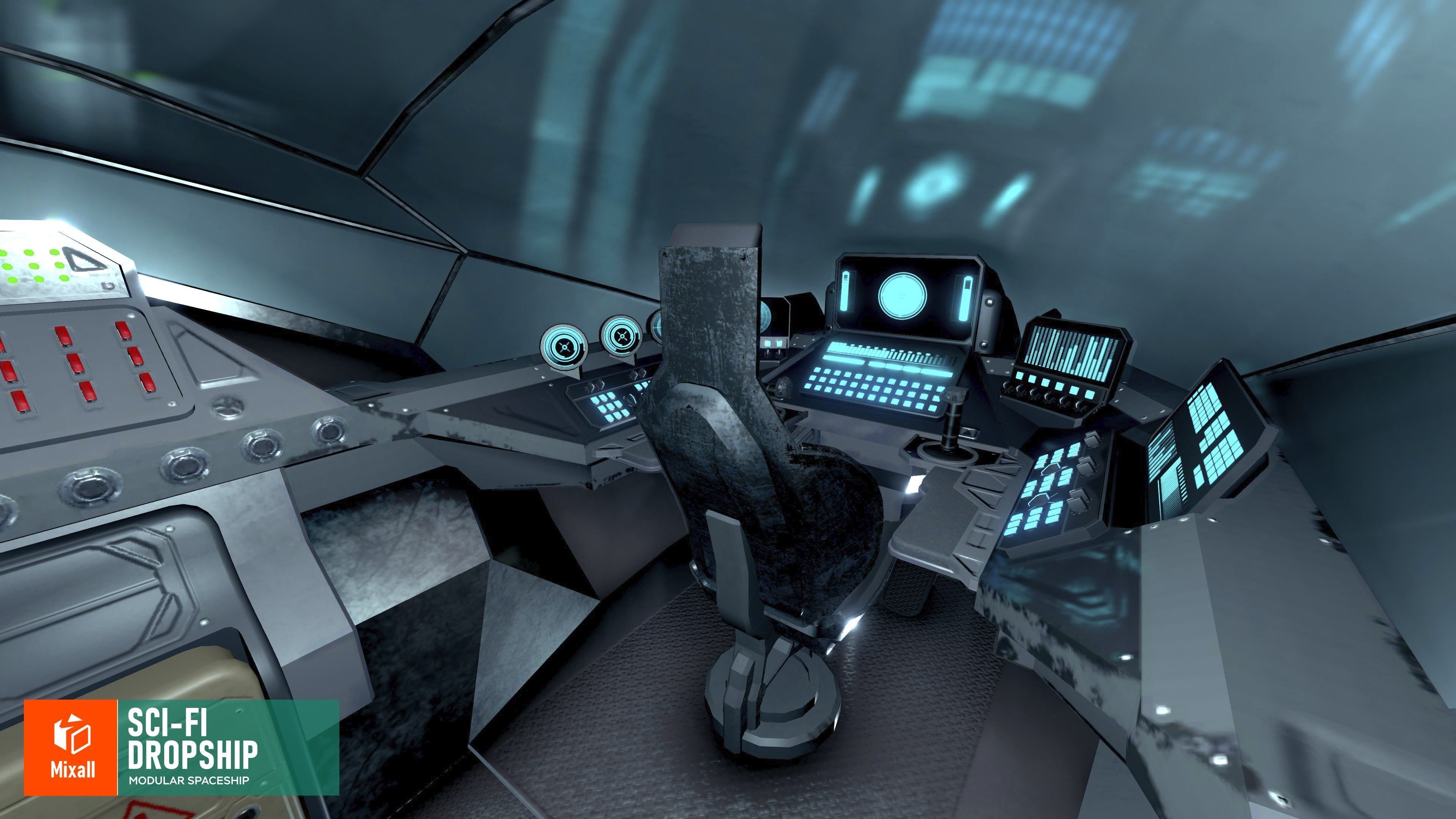 Sci-fi dropship - modular spaceship 3D model_16