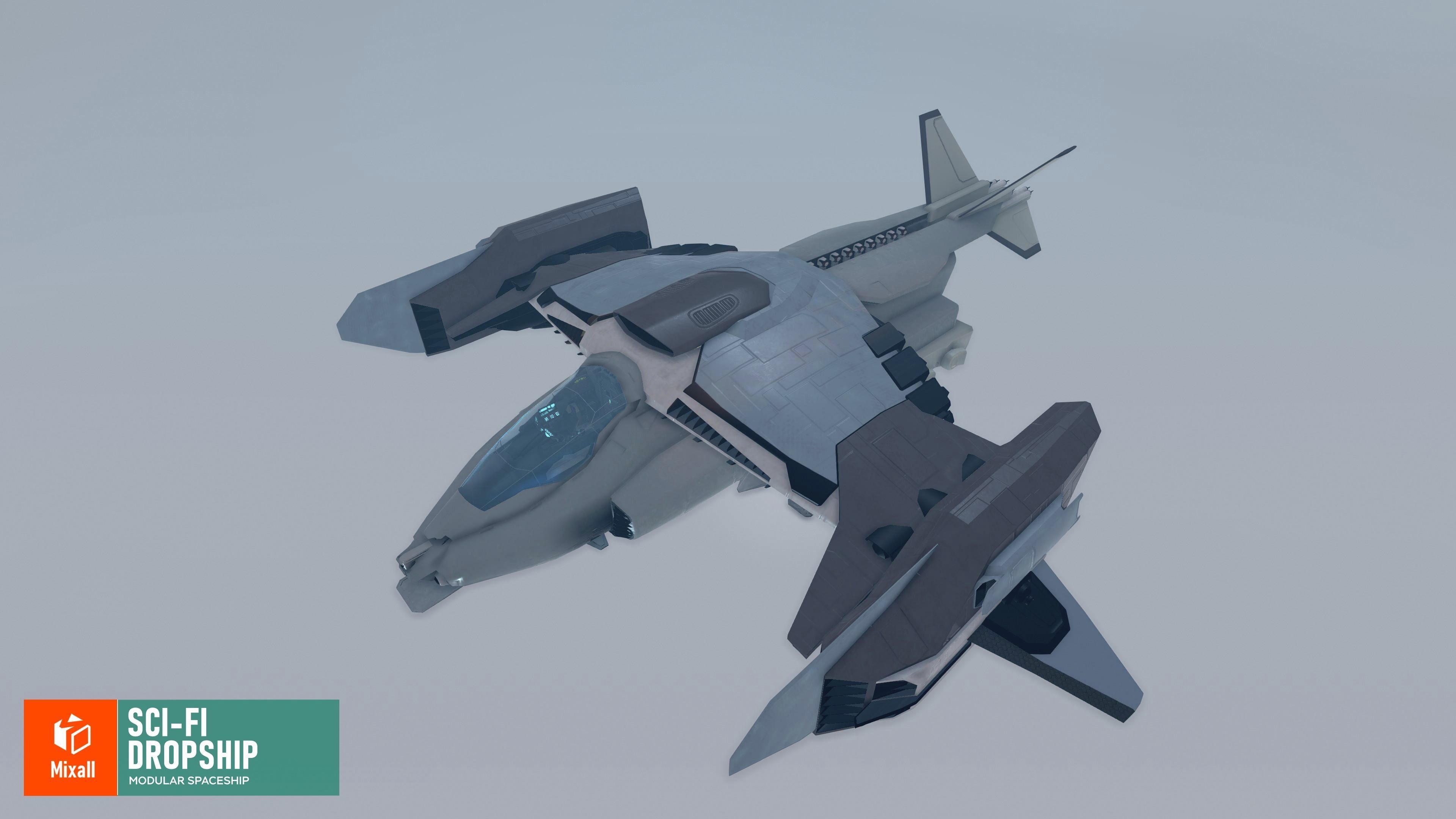 Sci-fi dropship - modular spaceship 3D model_6