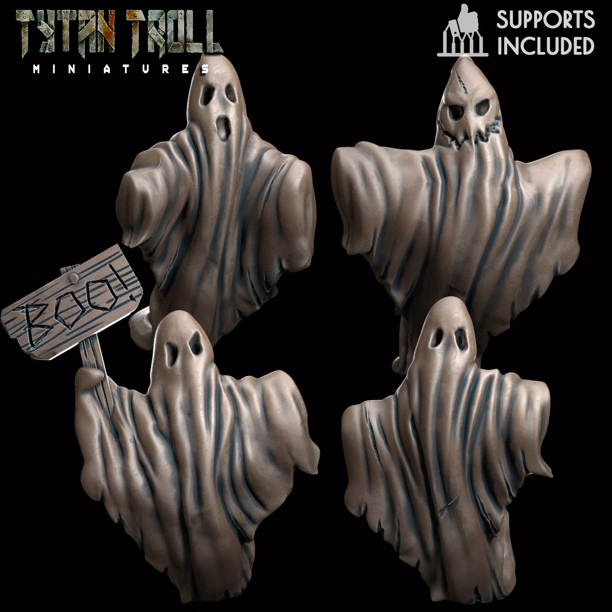 Bedsheet Ghosts Bundle - Pre-Supported 3D print model_0