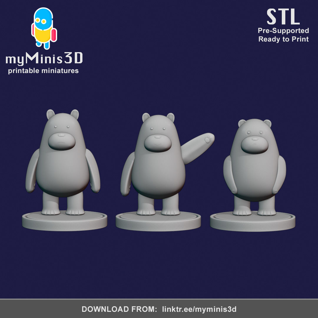We Bare Bears Miniatures 3D print model_1