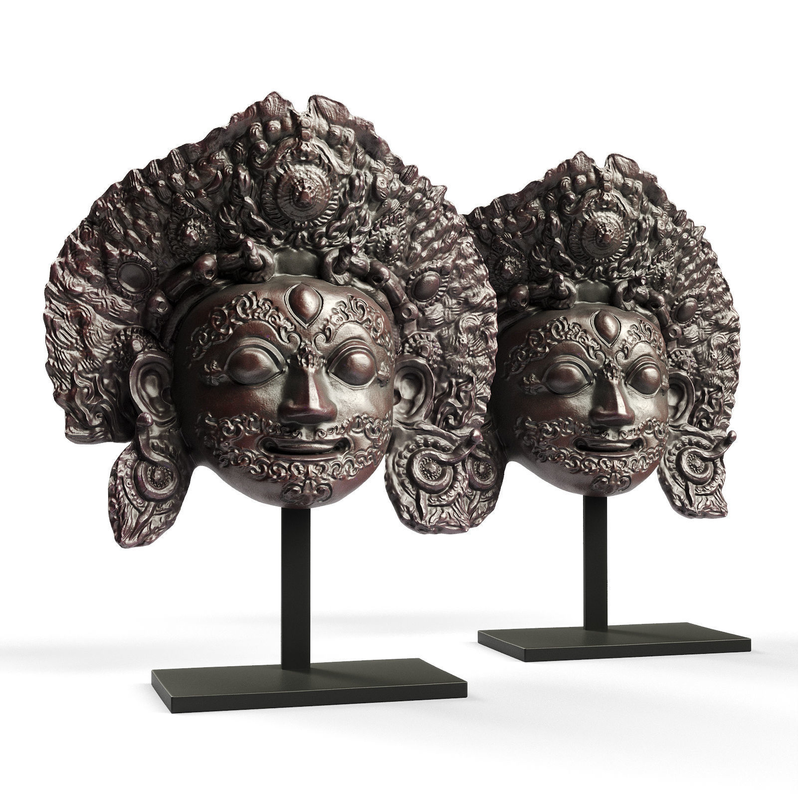 Bhairava face mask sculpture 3D model_1