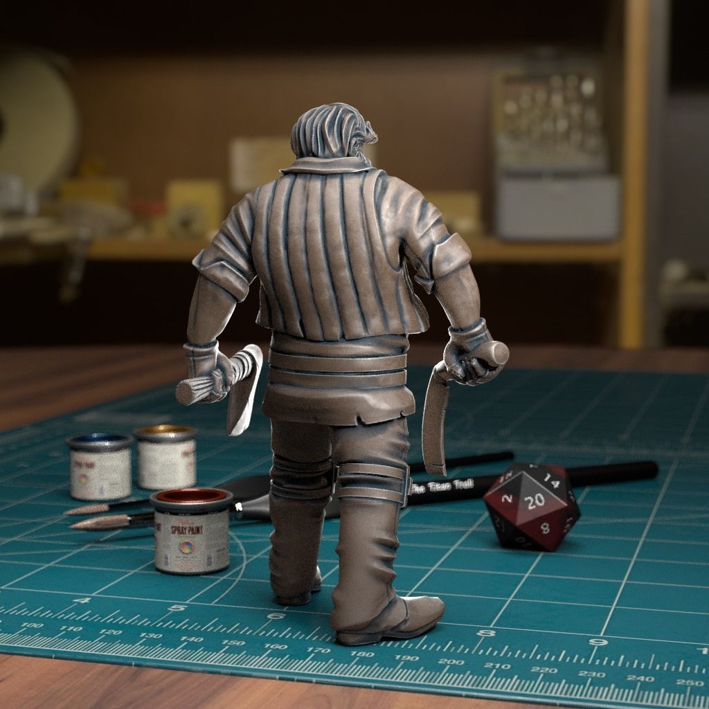 Axe Fighter - Pre-Supported 3D print model_3