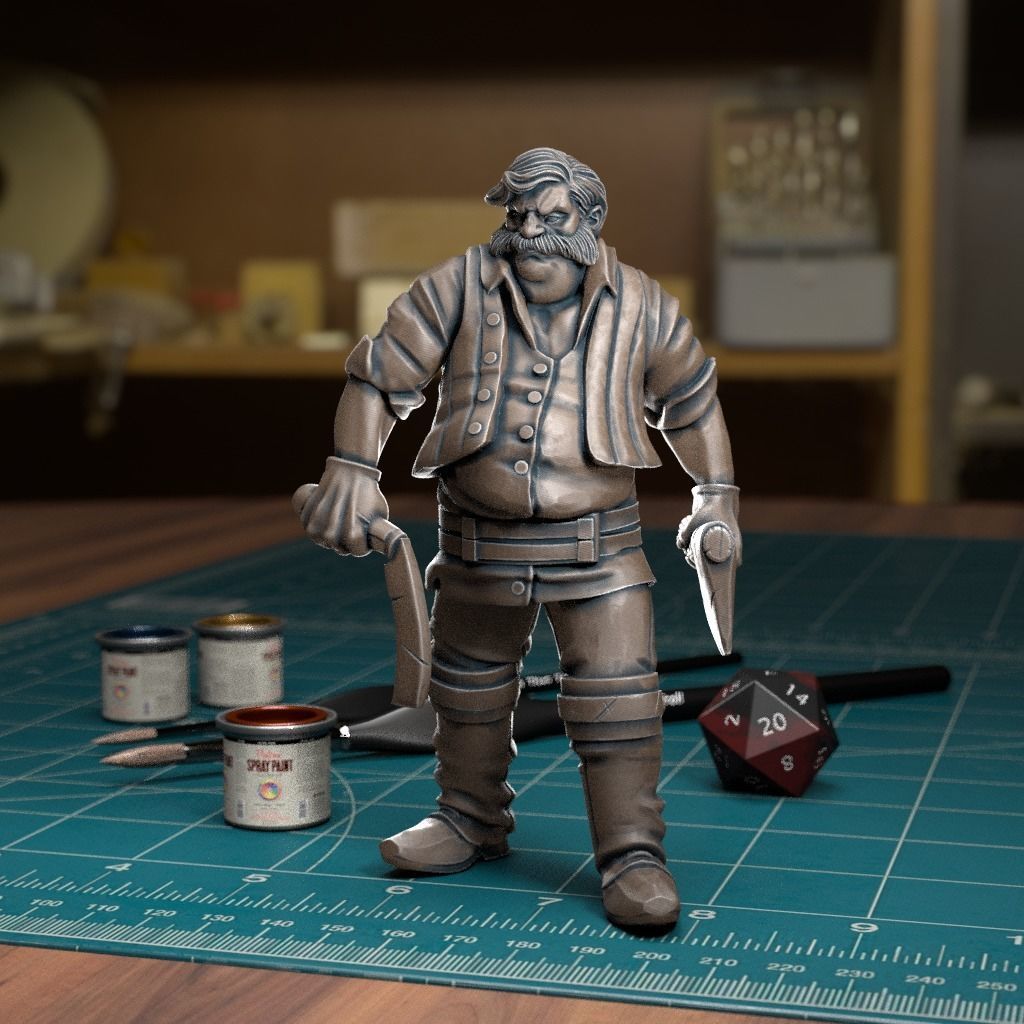 Axe Fighter - Pre-Supported 3D print model_1