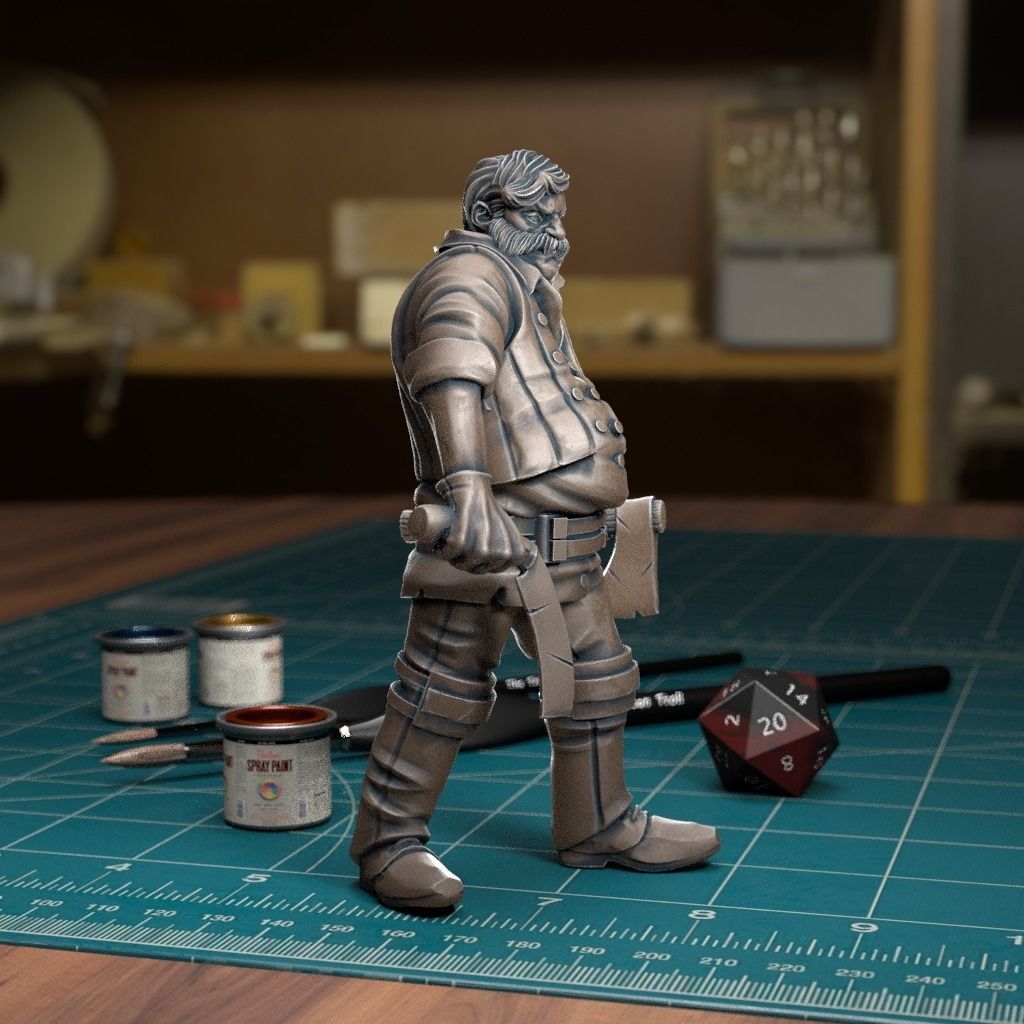 Axe Fighter - Pre-Supported 3D print model_4