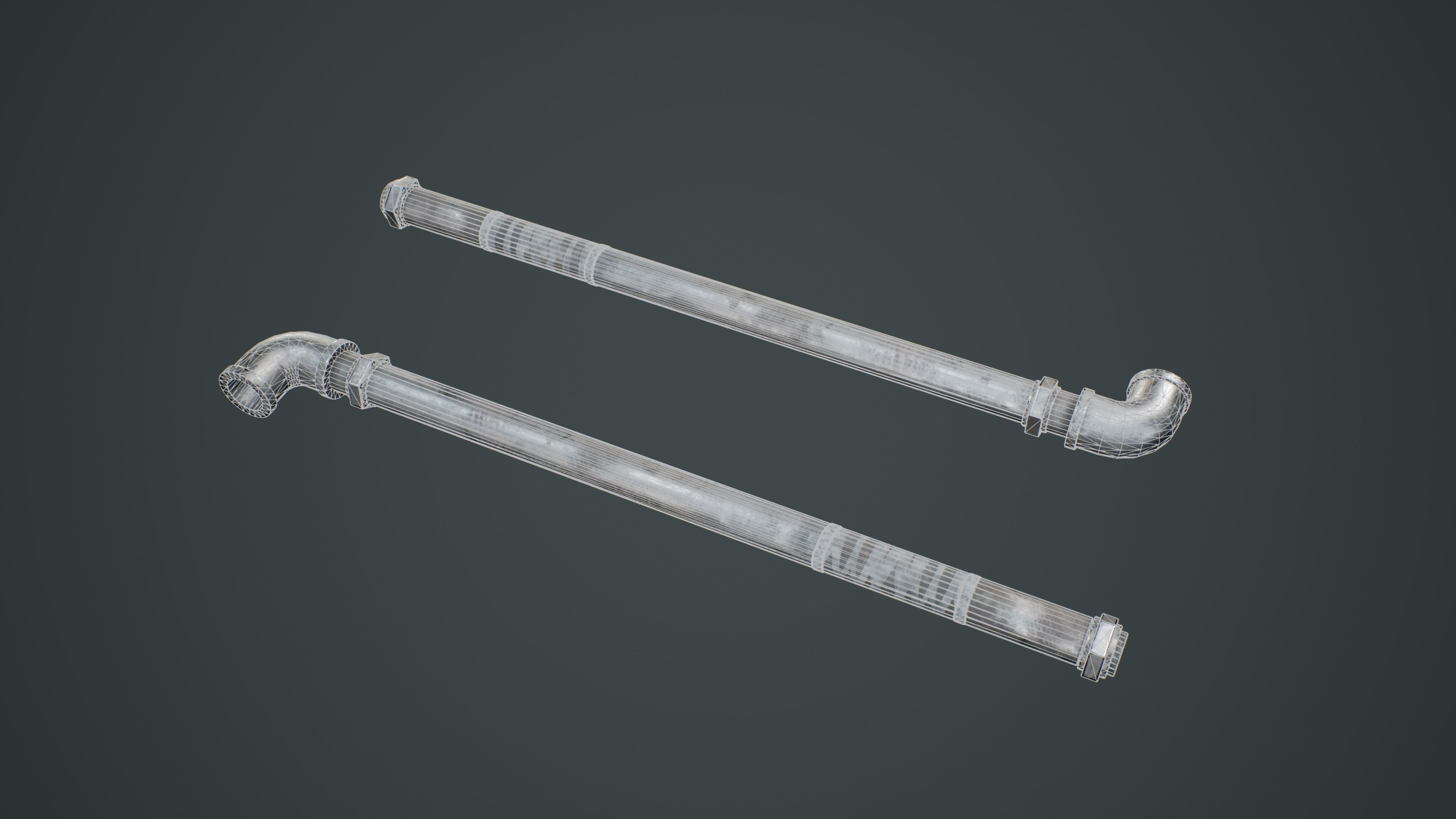 Survival Props Package - Metal Pipe Low-poly 3D model_3