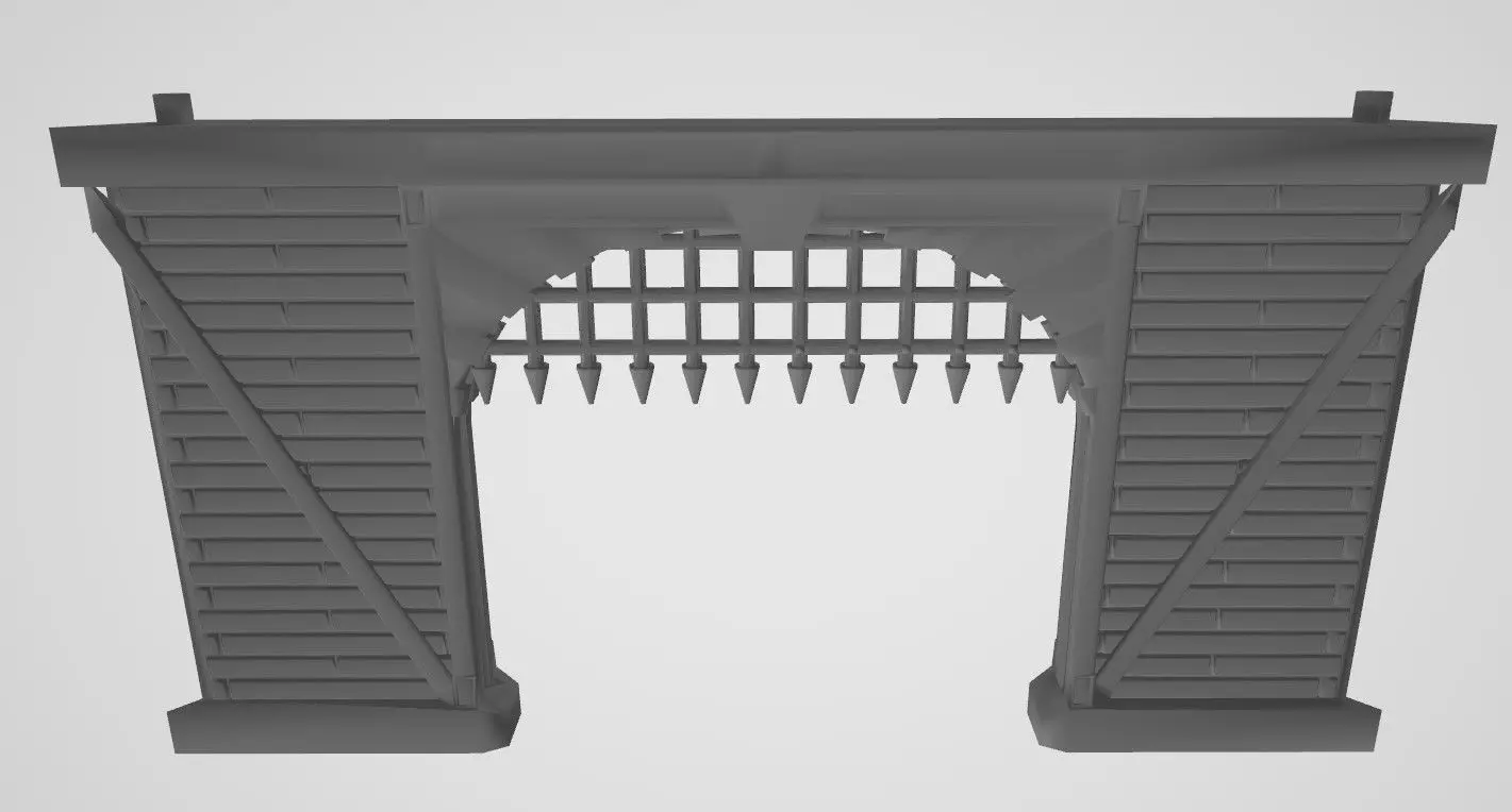 Wooden Wall Gate 3D print model_0