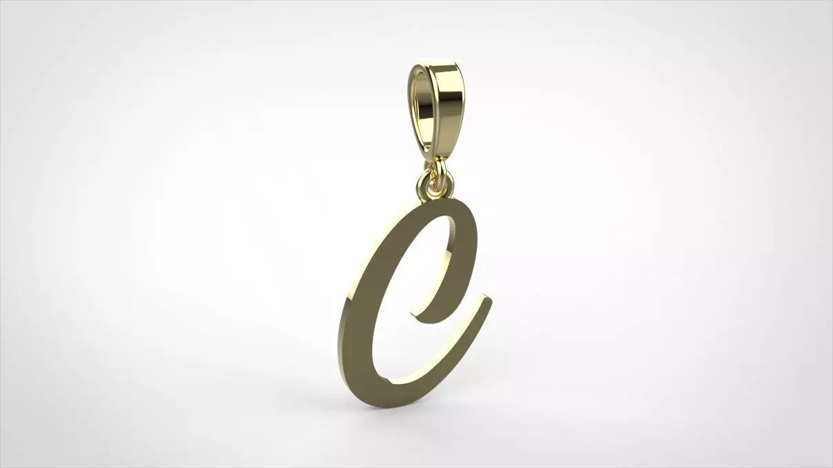 pendant alphabet hundred C small  3D print model_0