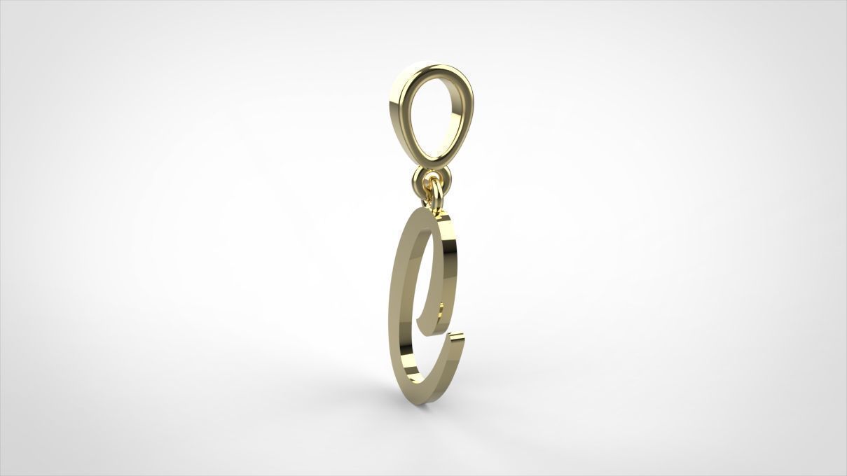 pendant alphabet hundred C small  3D print model_5