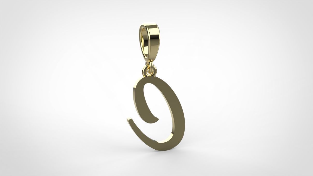 pendant alphabet hundred C small  3D print model_8
