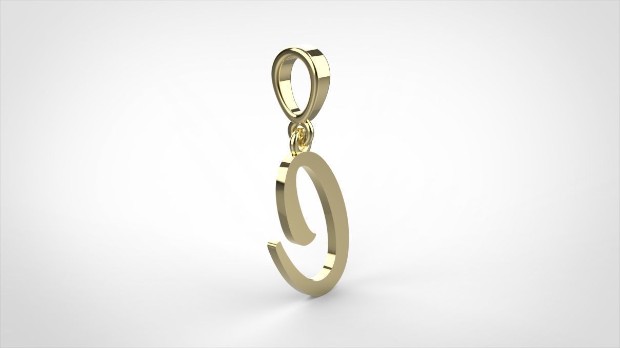 pendant alphabet hundred C small  3D print model_7