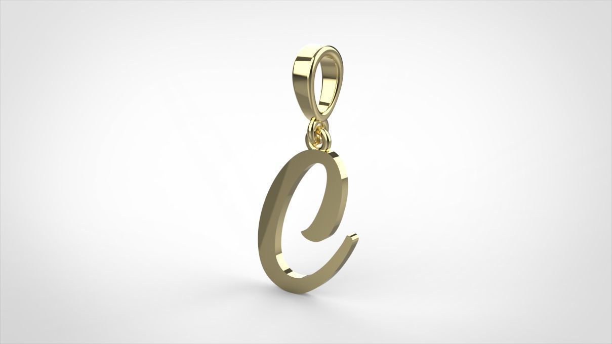 pendant alphabet hundred C small  3D print model_4