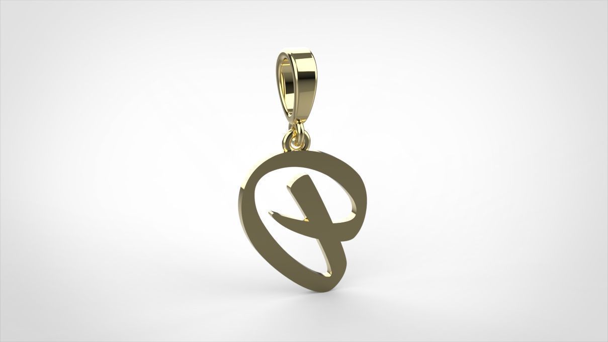 pendant alphabet hundred D small  3D print model_8