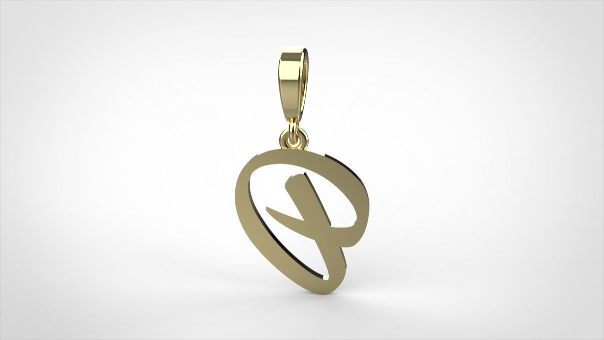 pendant alphabet hundred D small  3D print model_9