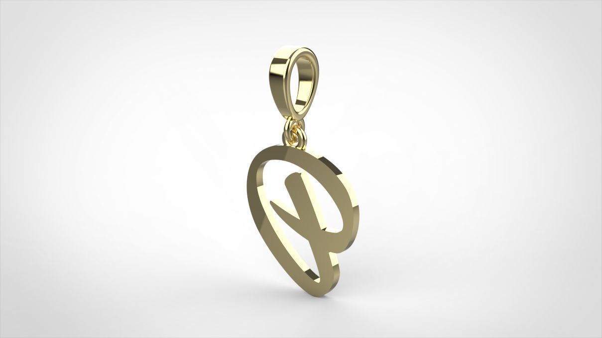 pendant alphabet hundred D small  3D print model_10