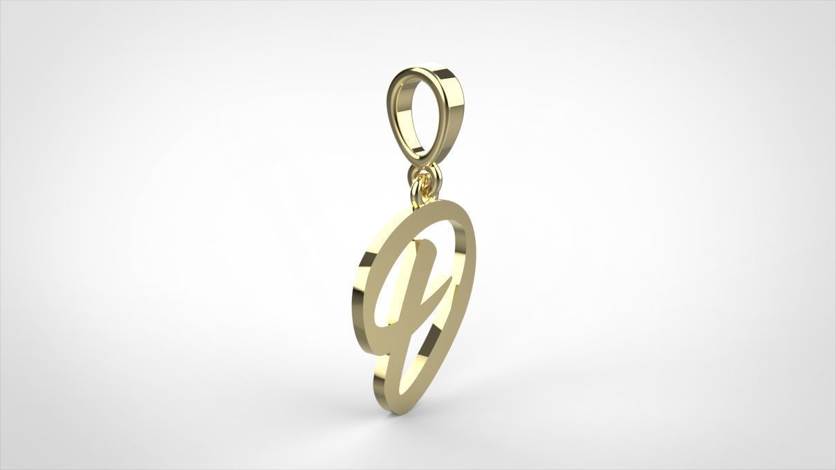 pendant alphabet hundred D small  3D print model_3