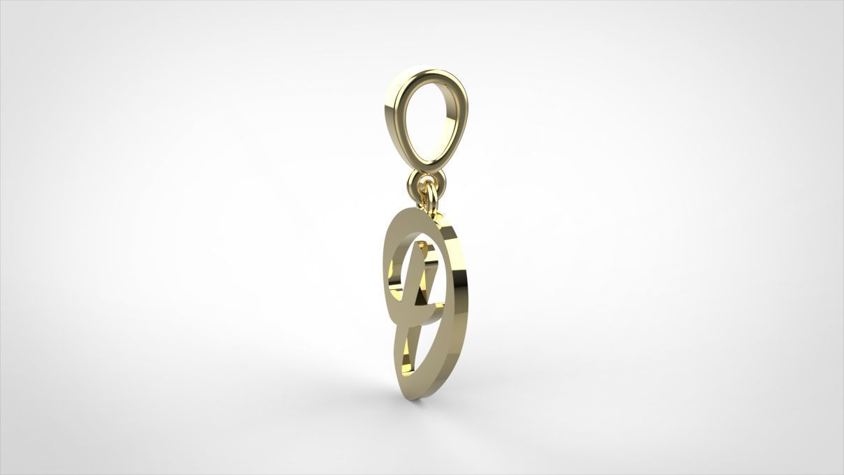 pendant alphabet hundred D small  3D print model_5