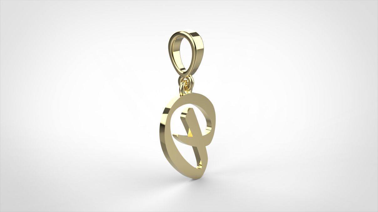 pendant alphabet hundred D small  3D print model_7