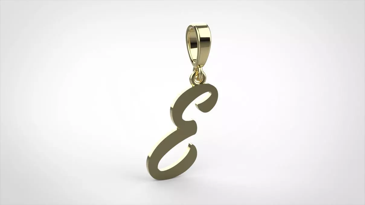 pendant alphabet hundred E small  3D print model_0