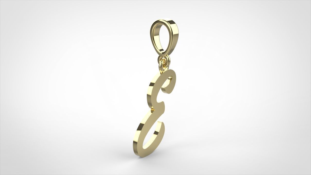pendant alphabet hundred E small  3D print model_3