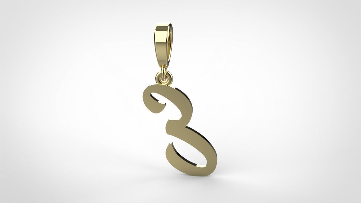 pendant alphabet hundred E small  3D print model_9