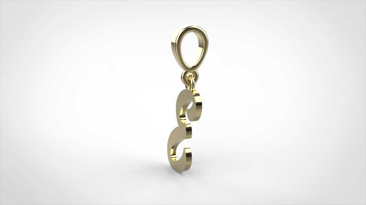 pendant alphabet hundred E small  3D print model_5