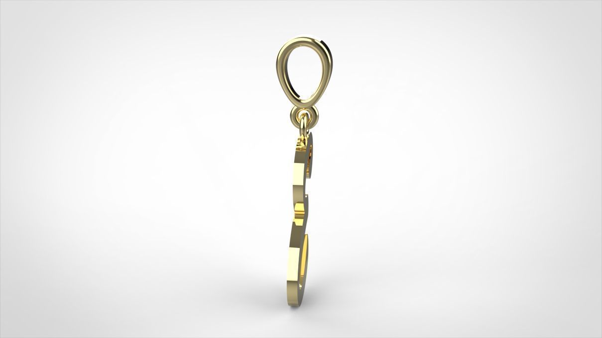 pendant alphabet hundred E small  3D print model_2