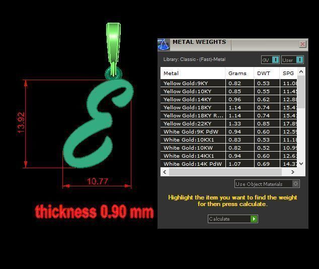 pendant alphabet hundred E small  3D print model_12