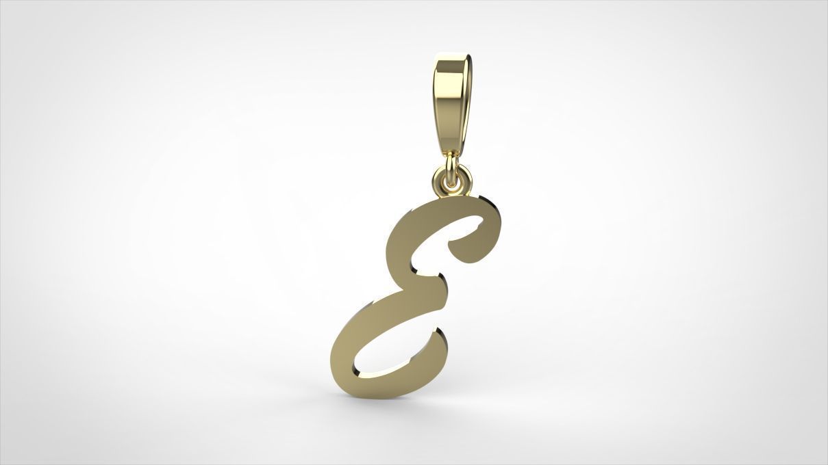 pendant alphabet hundred E small  3D print model_1