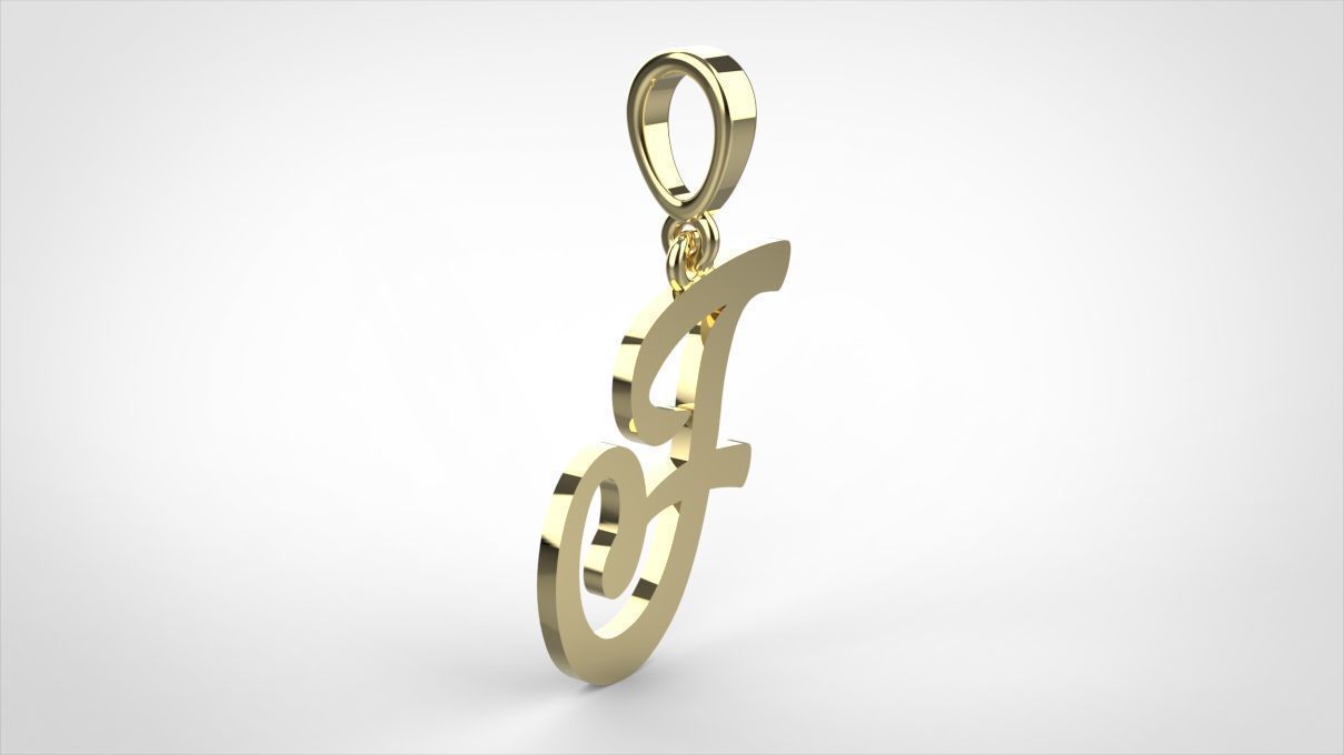 pendant alphabet hundred F small  3D print model_3