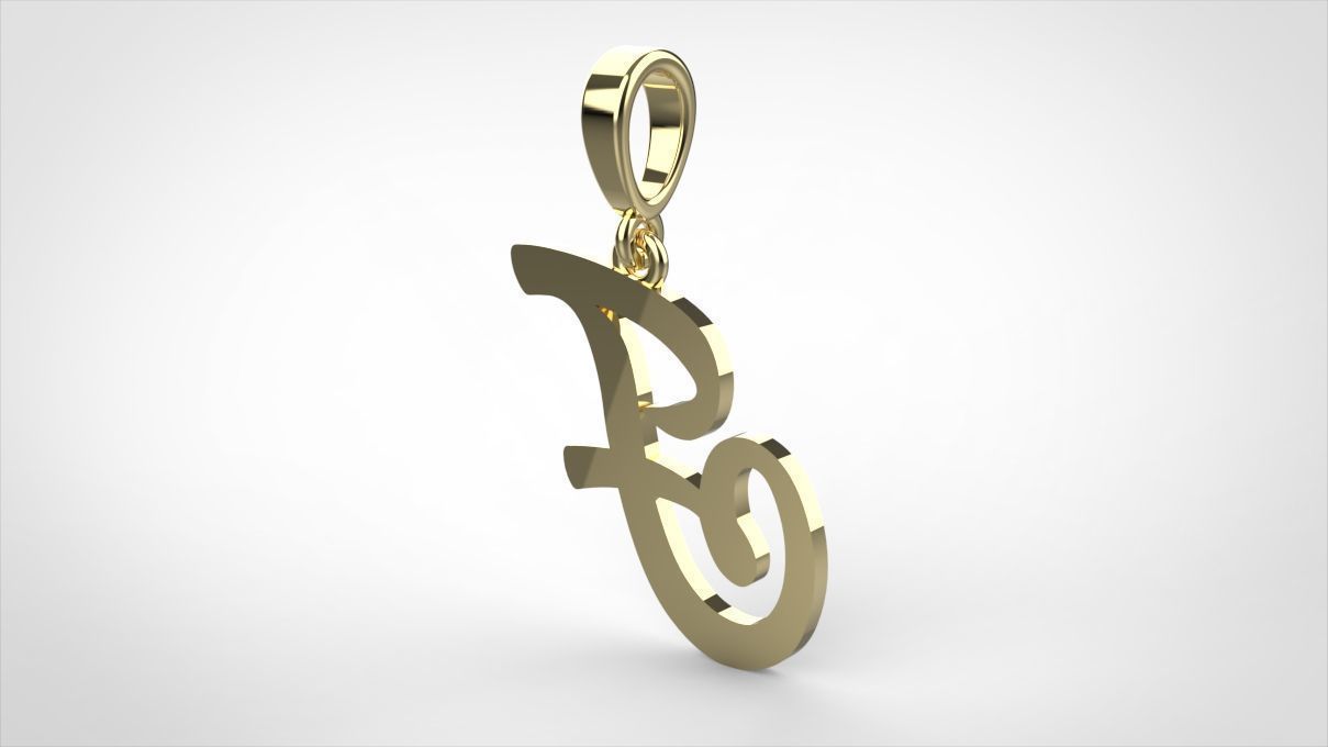 pendant alphabet hundred F small  3D print model_10