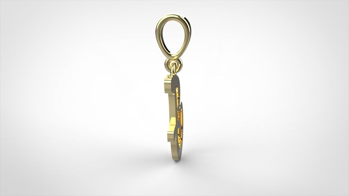 pendant alphabet hundred F small  3D print model_6