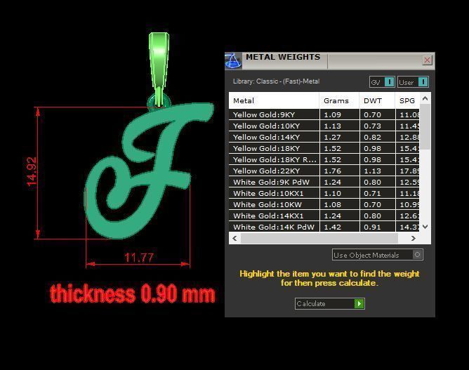 pendant alphabet hundred F small  3D print model_12
