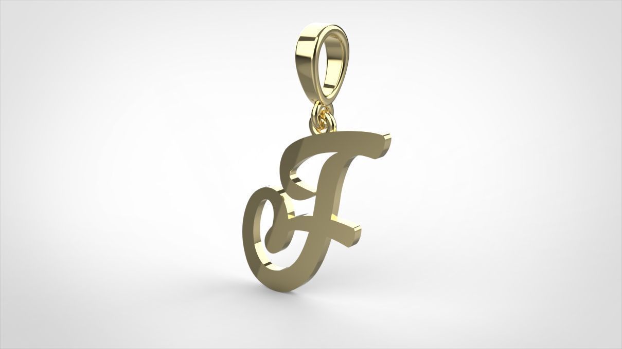 pendant alphabet hundred F small  3D print model_4