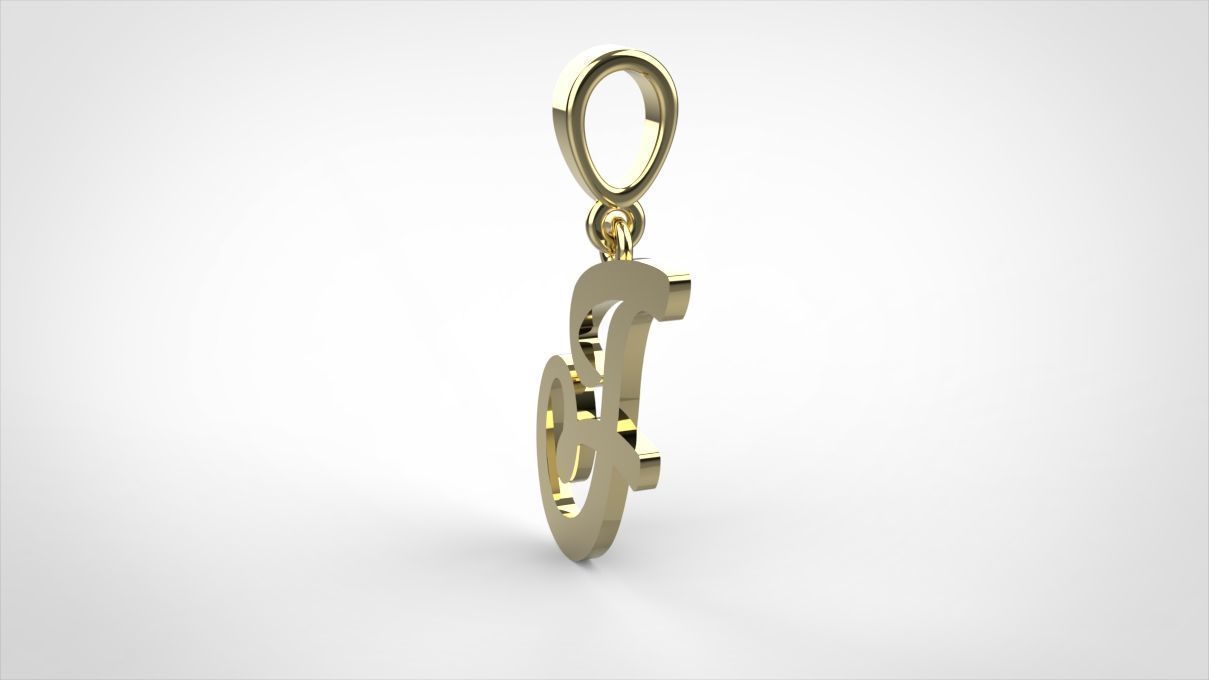 pendant alphabet hundred F small  3D print model_5