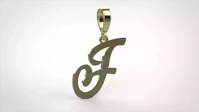 pendant alphabet hundred F small  3D print model