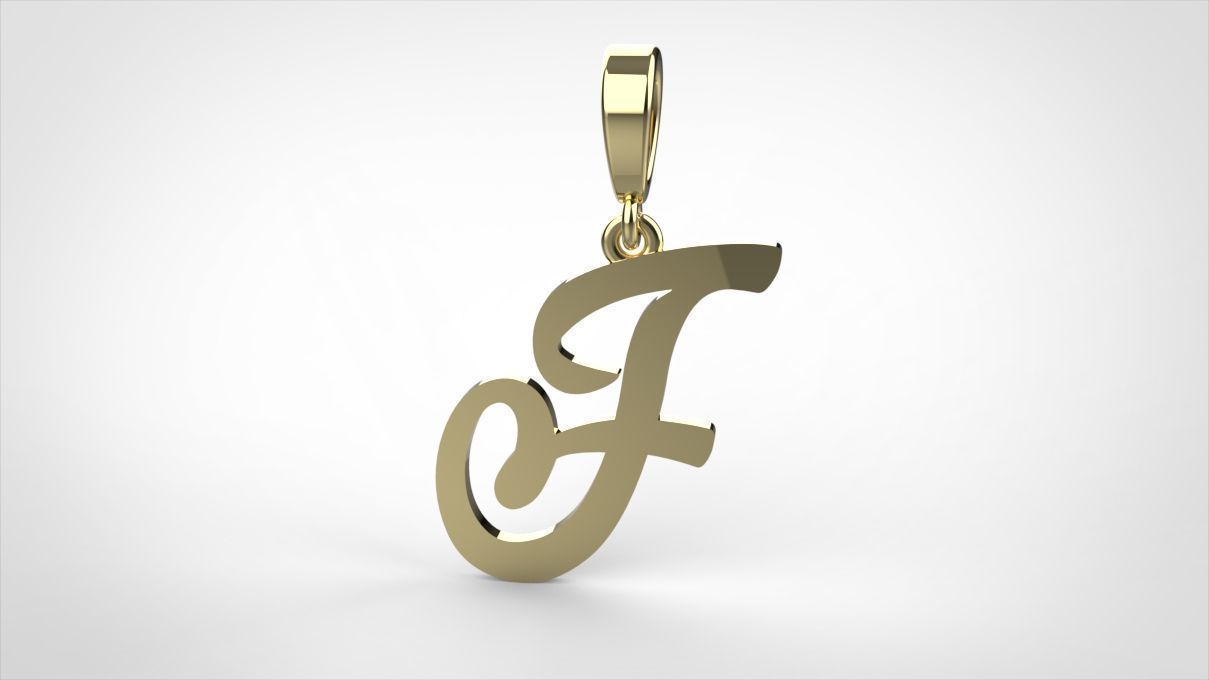 pendant alphabet hundred F small  3D print model_1