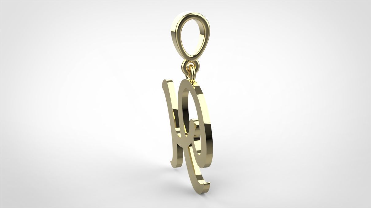 pendant alphabet hundred H small  3D print model_11