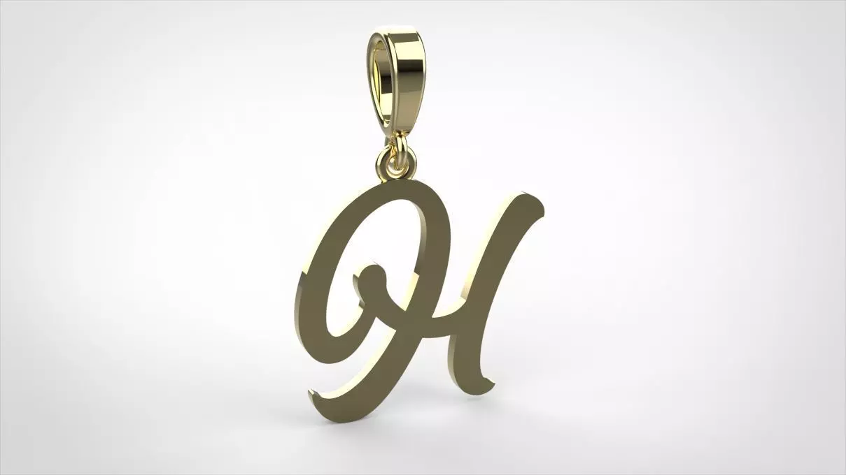 pendant alphabet hundred H small  3D print model_0