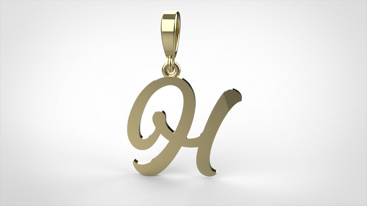 pendant alphabet hundred H small  3D print model_1