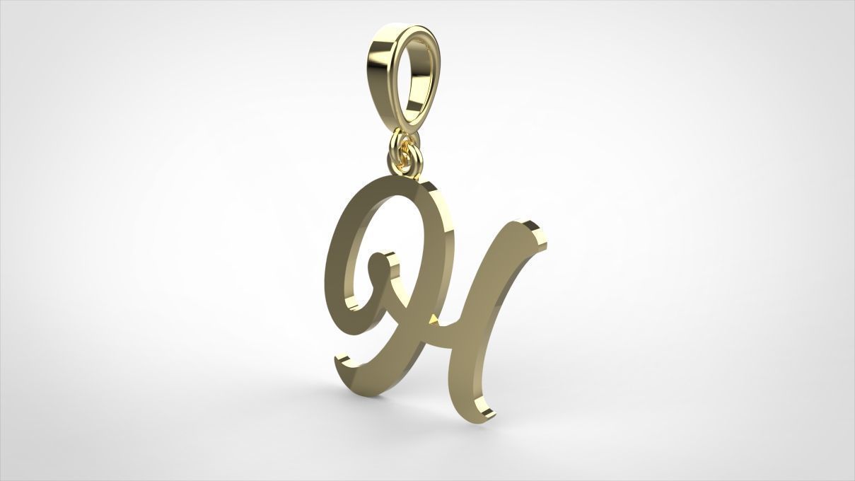 pendant alphabet hundred H small  3D print model_4