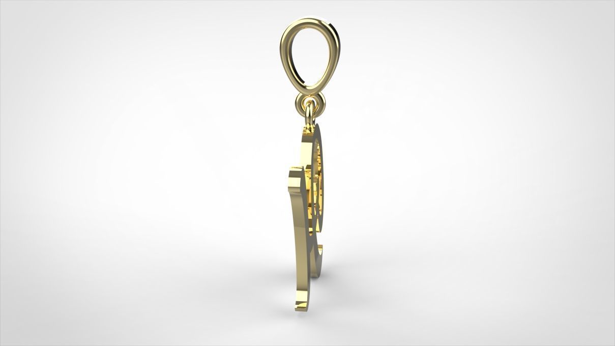 pendant alphabet hundred H small  3D print model_6