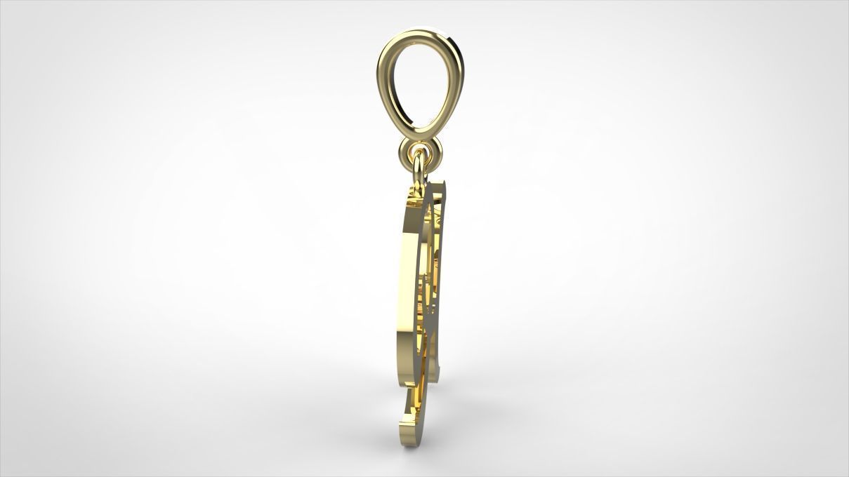 pendant alphabet hundred H small  3D print model_2