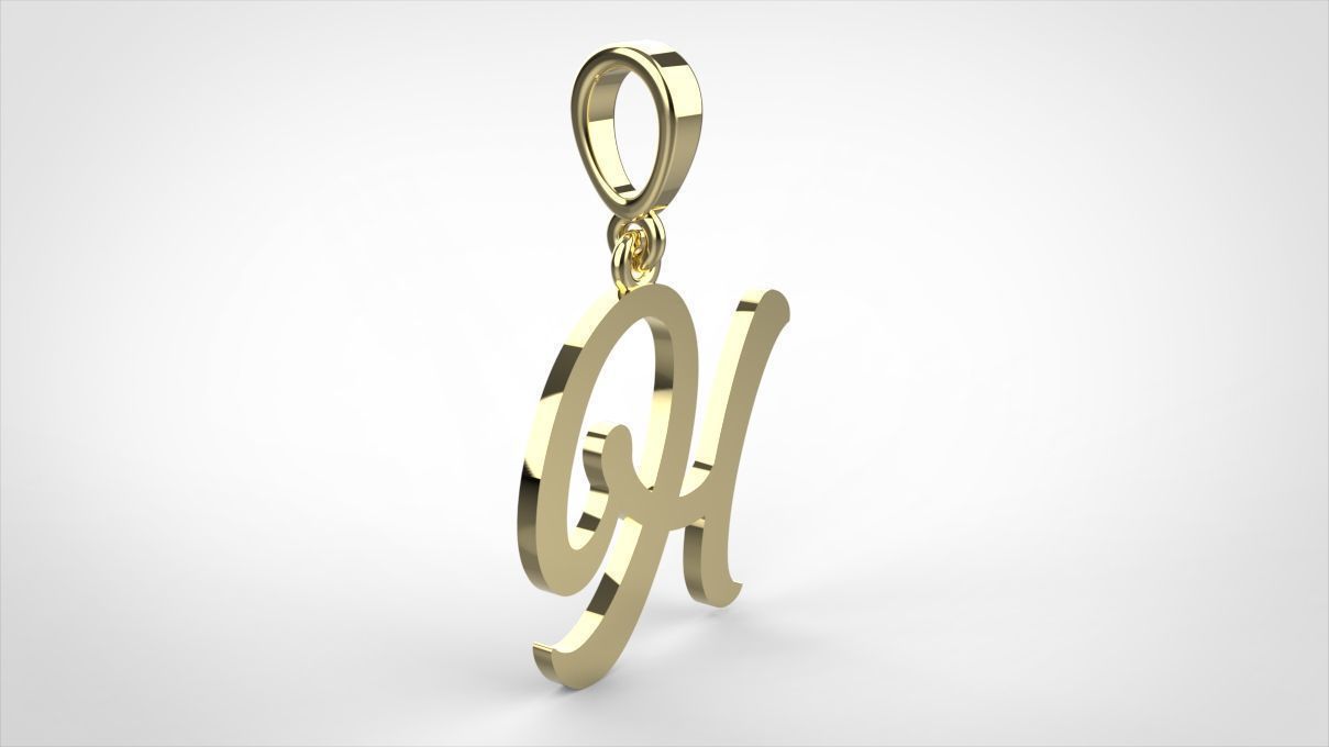 pendant alphabet hundred H small  3D print model_3