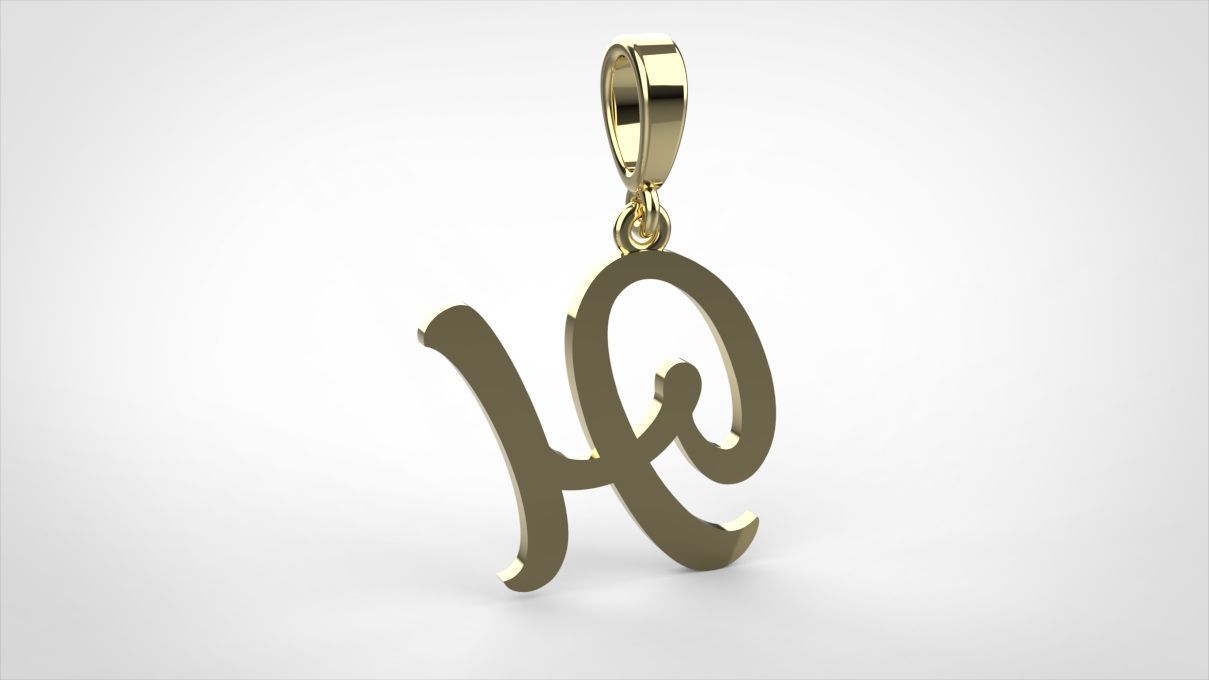 pendant alphabet hundred H small  3D print model_8