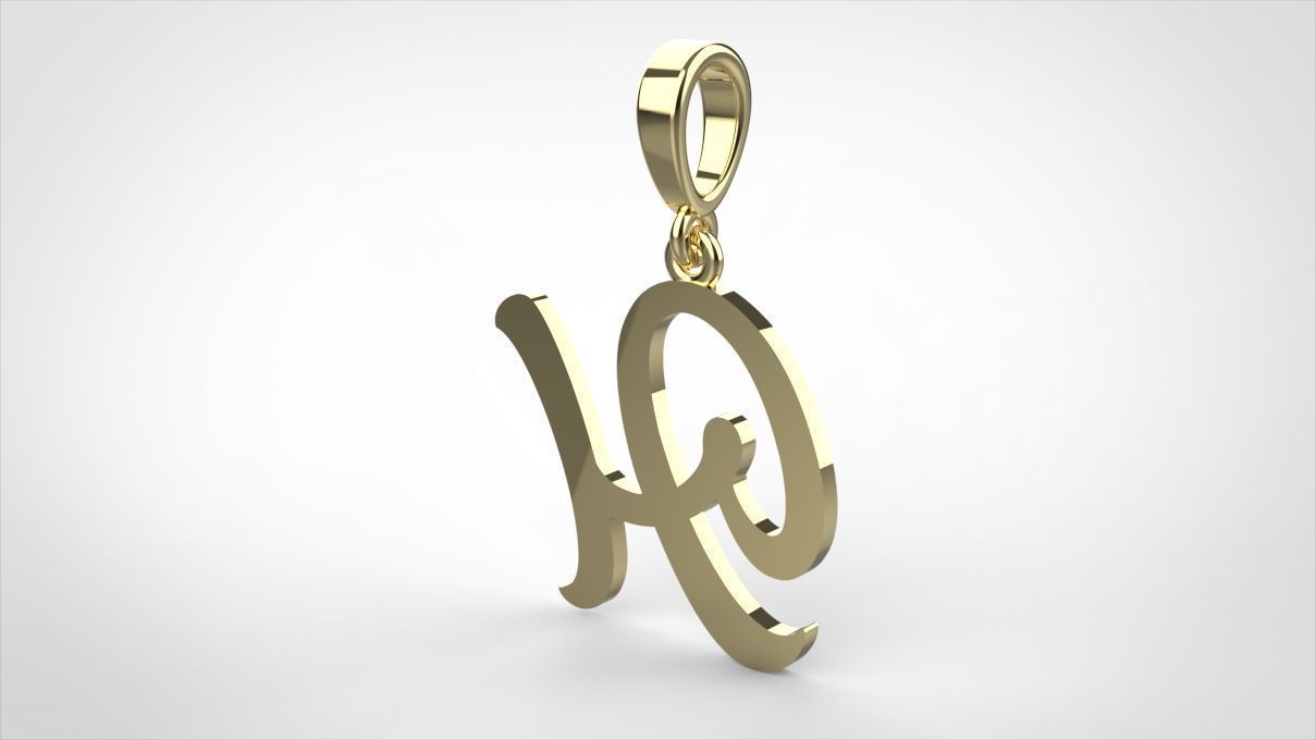 pendant alphabet hundred H small  3D print model_10